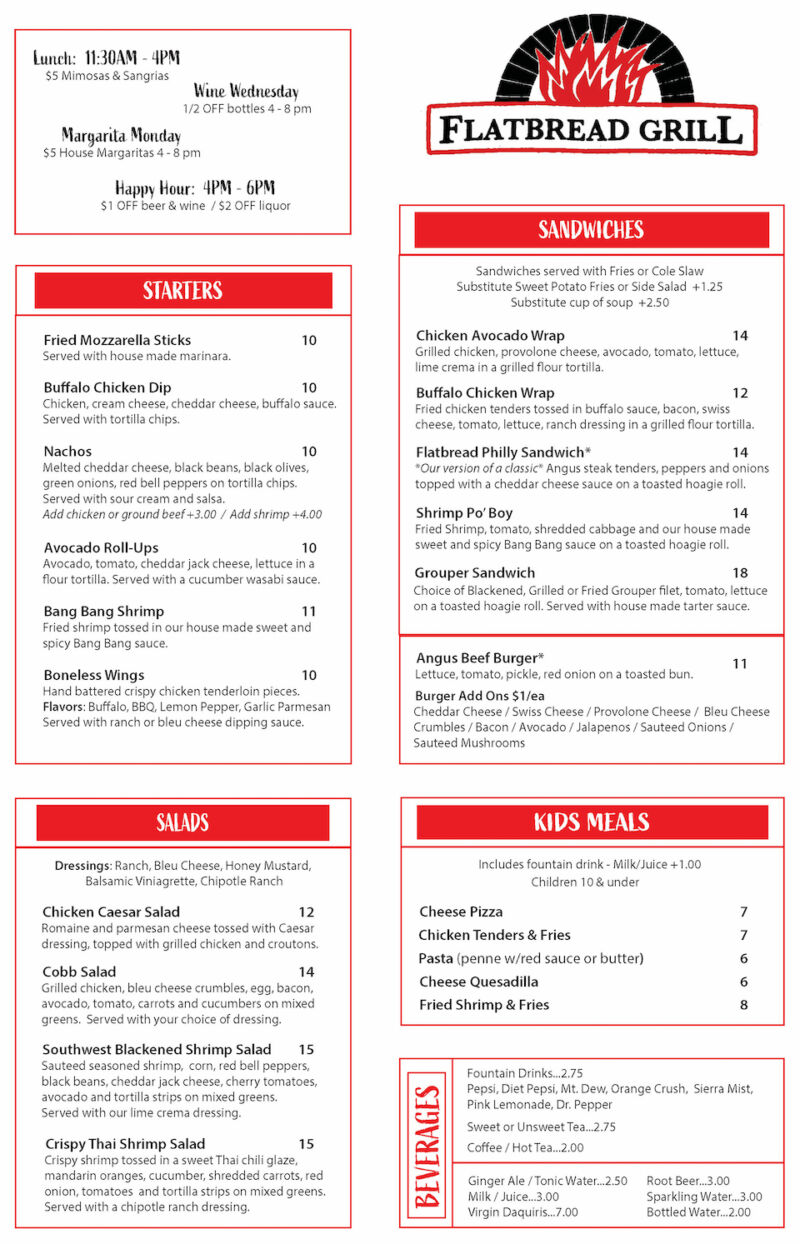 Flatbread Grill Menu Food Delivery Services Hilton Head Island