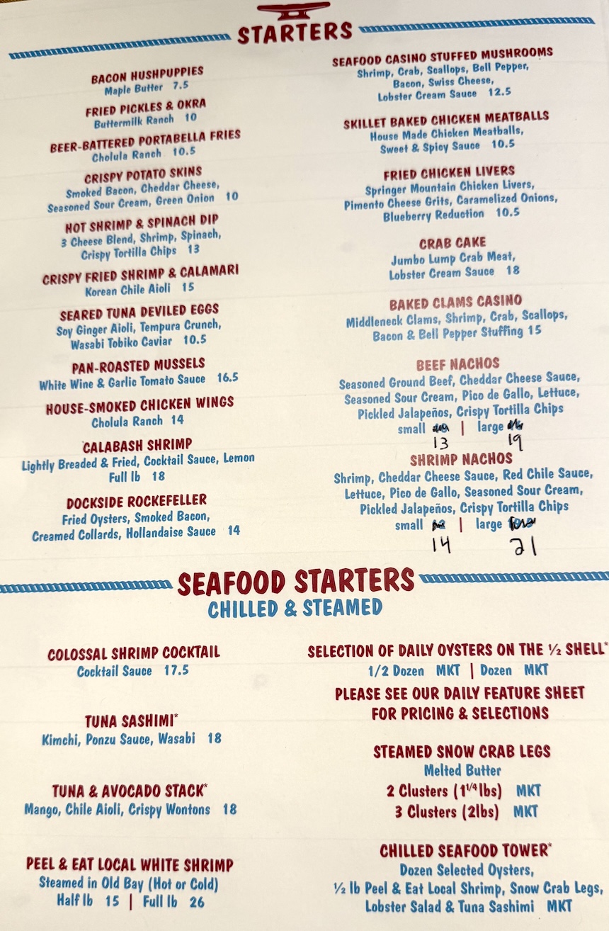 Skull Creek Dockside Menu Starters, Seafood Starters Hilton Head Food Delivery by Express Restaurant Delivery